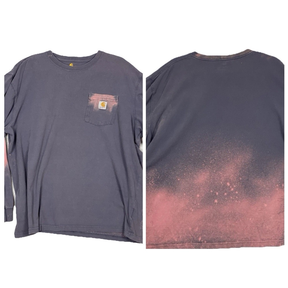Carhartt Custom Bleached Long Sleeve T-Shirt Tie Dye Reworked Grunge Mens XL - Picture 2 of 16